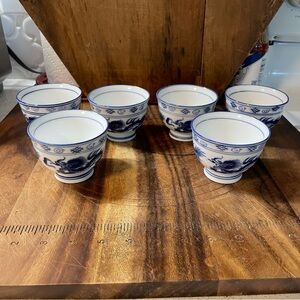 Blue Moon Sake Cups Bundle of Six Blue & White Beauties!